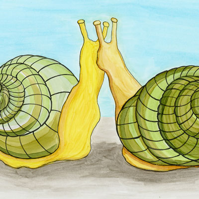 Marker rendering of two snails kissing
