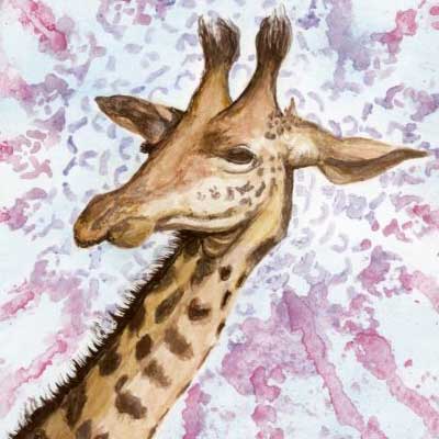 Break Yo Neck Foo - Animanls From Chaos - Dvorsky Art - Watercolor painting of a giraffe in abstraction