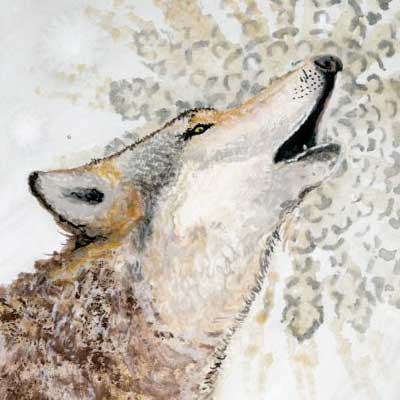 Howl It Up Mr. Wolf - Animanls From Chaos - Dvorsky Art - Watercolor painting of a wolf howling in abstraction
